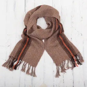 Colorful 100% Alpaca Wrap Scarf from Peru in Ginger Contrast