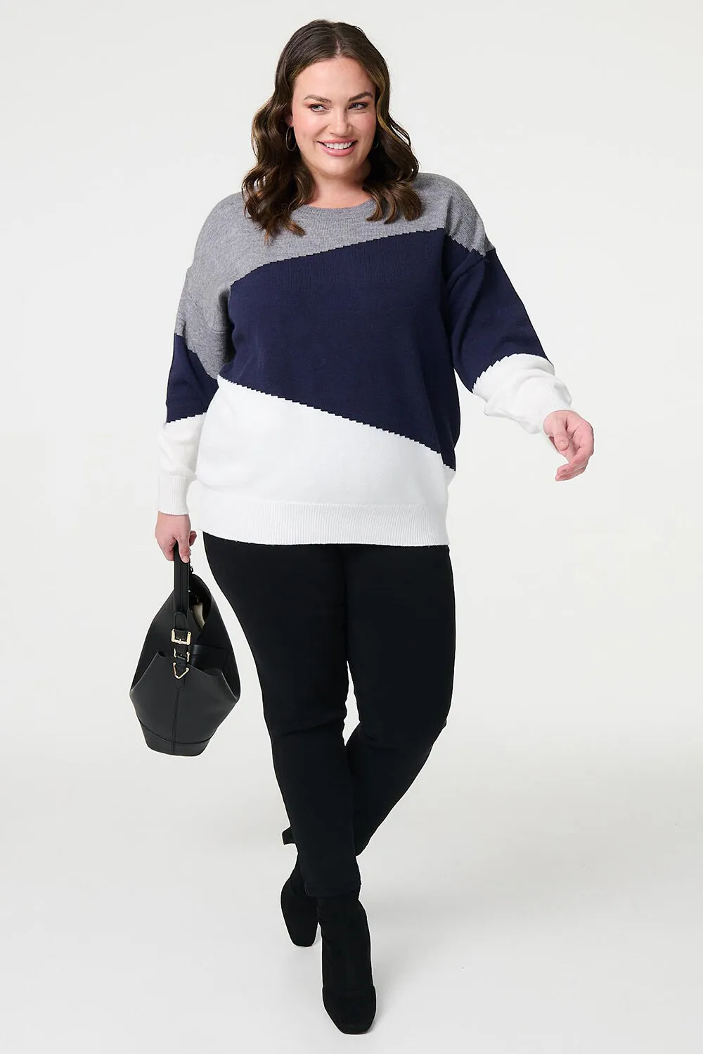 Colour Block Relaxed Knit Sweater