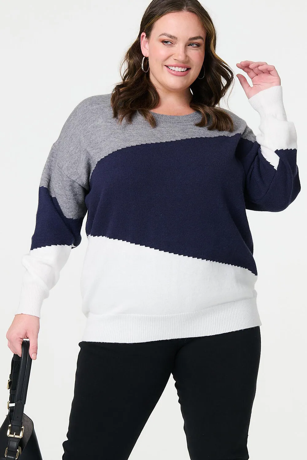 Colour Block Relaxed Knit Sweater