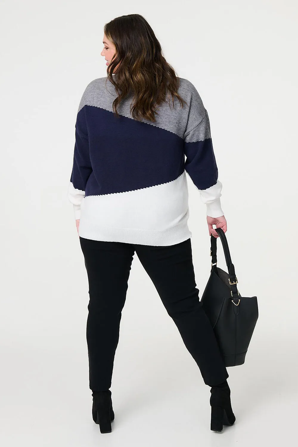 Colour Block Relaxed Knit Sweater