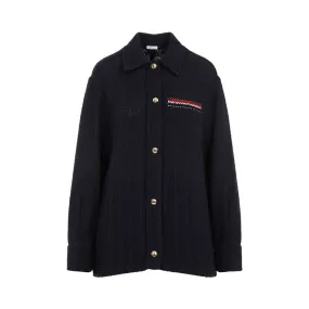 Contemporary Blue Shirt Jacket for Women by THOM BROWNE