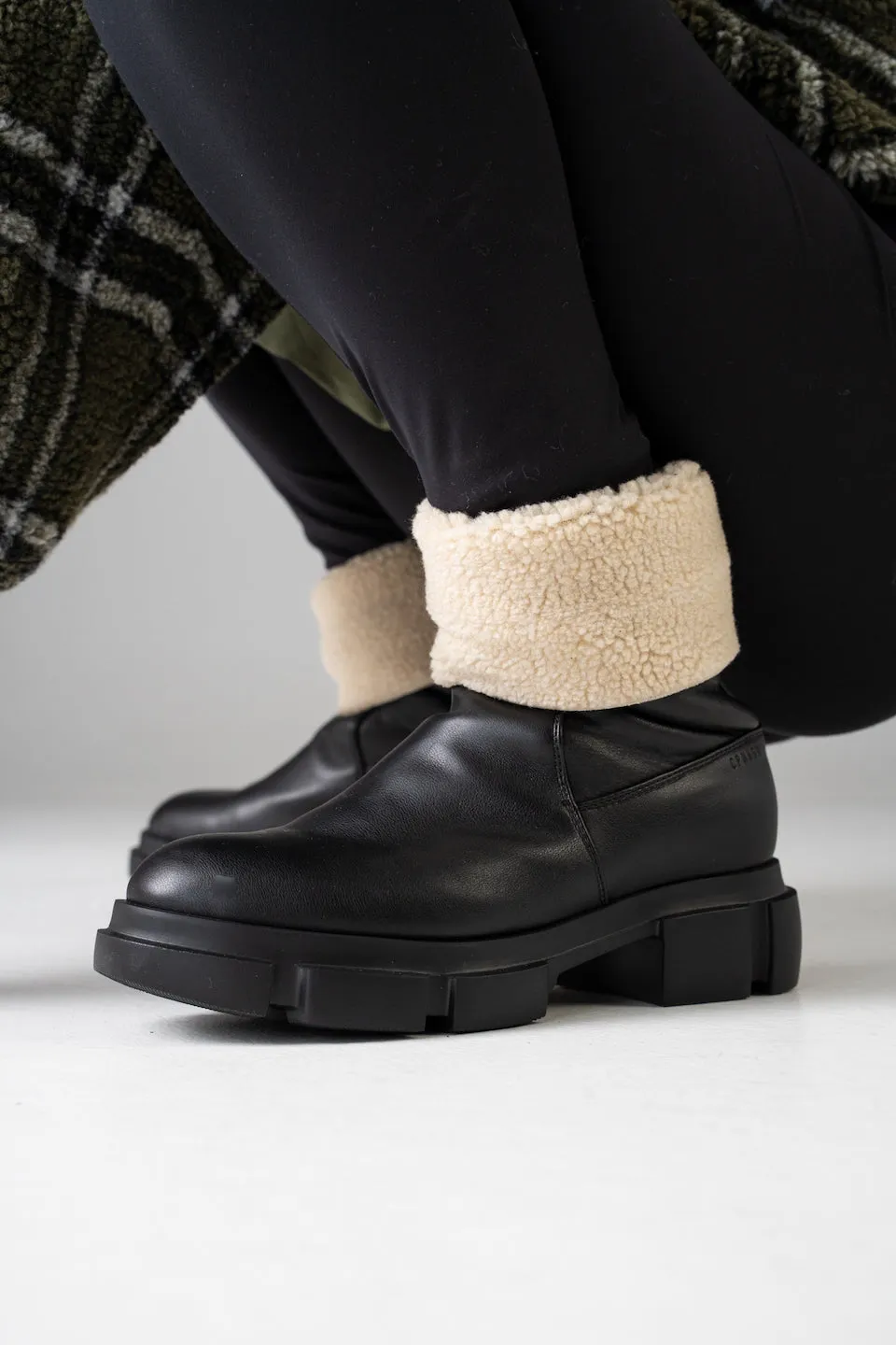 Cruelty-Free Teddy Nappa Black Ankle Boots