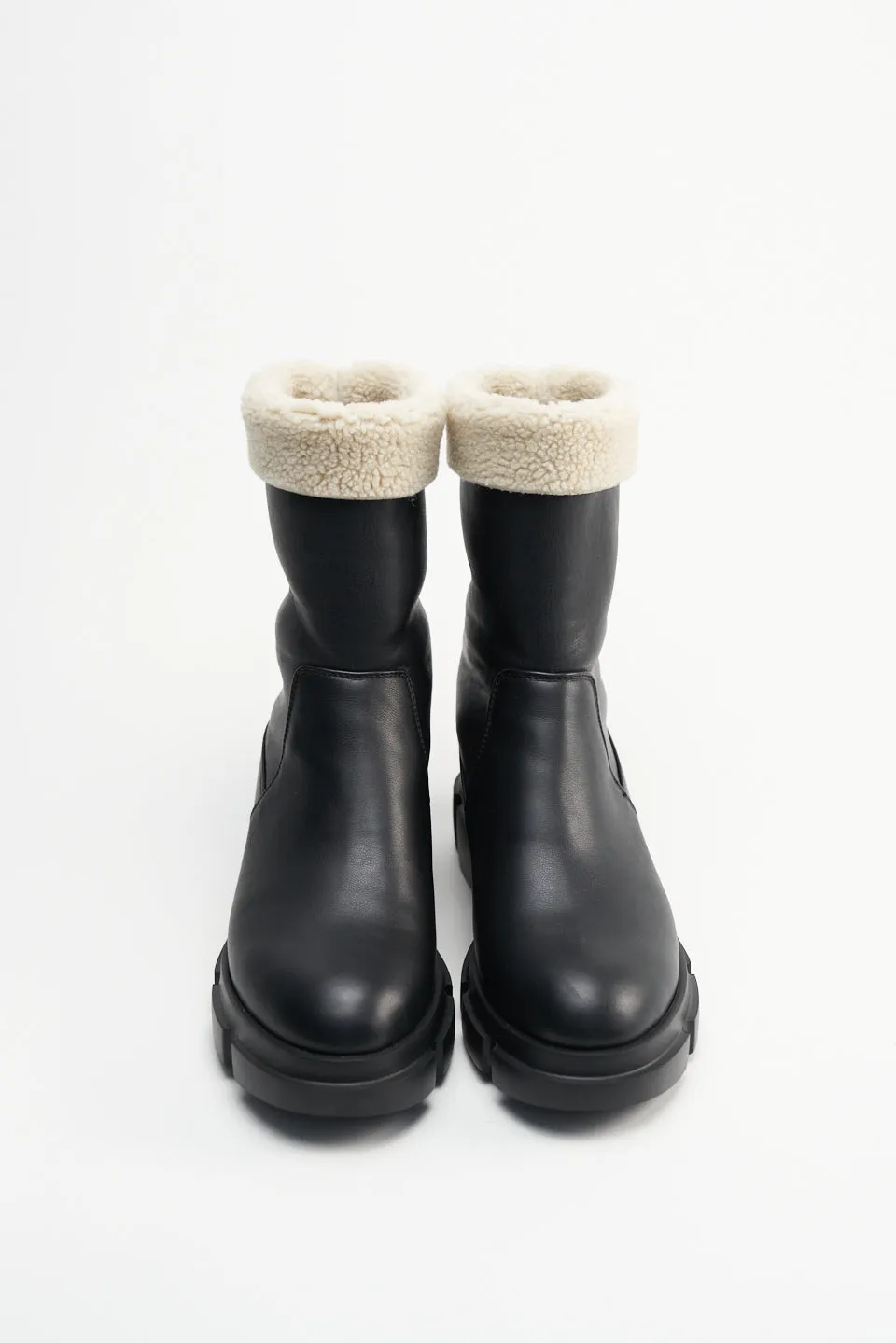 Cruelty-Free Teddy Nappa Black Ankle Boots