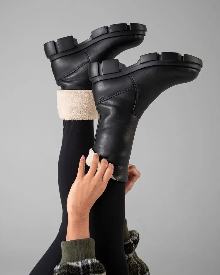 Cruelty-Free Teddy Nappa Black Ankle Boots