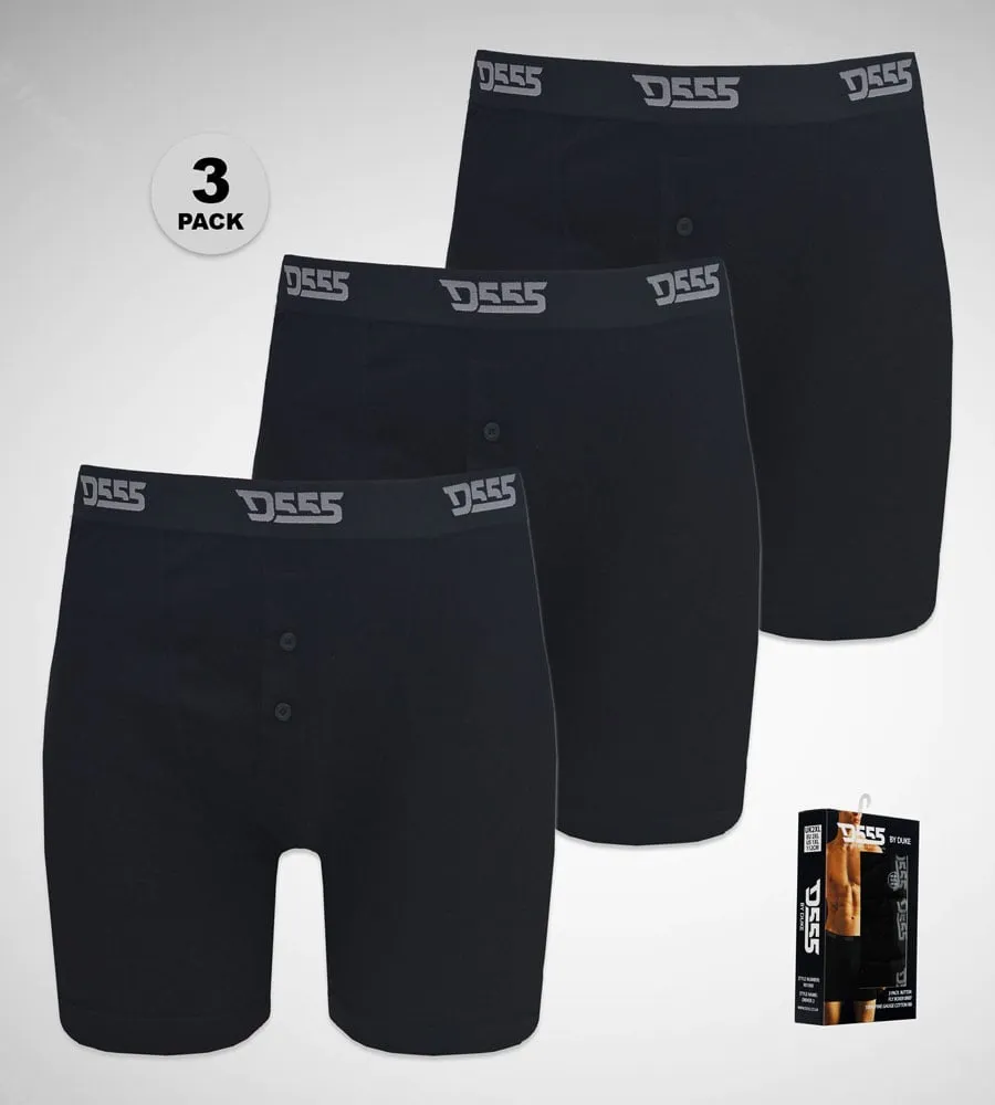 D555 Big Mens Pack of Three Black Cotton Boxer Shorts - DRIVER 2