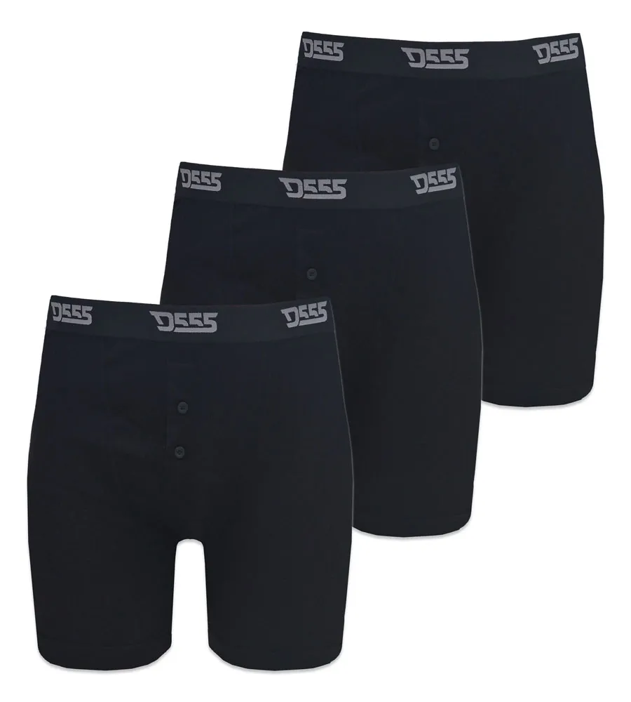 D555 Big Mens Pack of Three Black Cotton Boxer Shorts - DRIVER 2