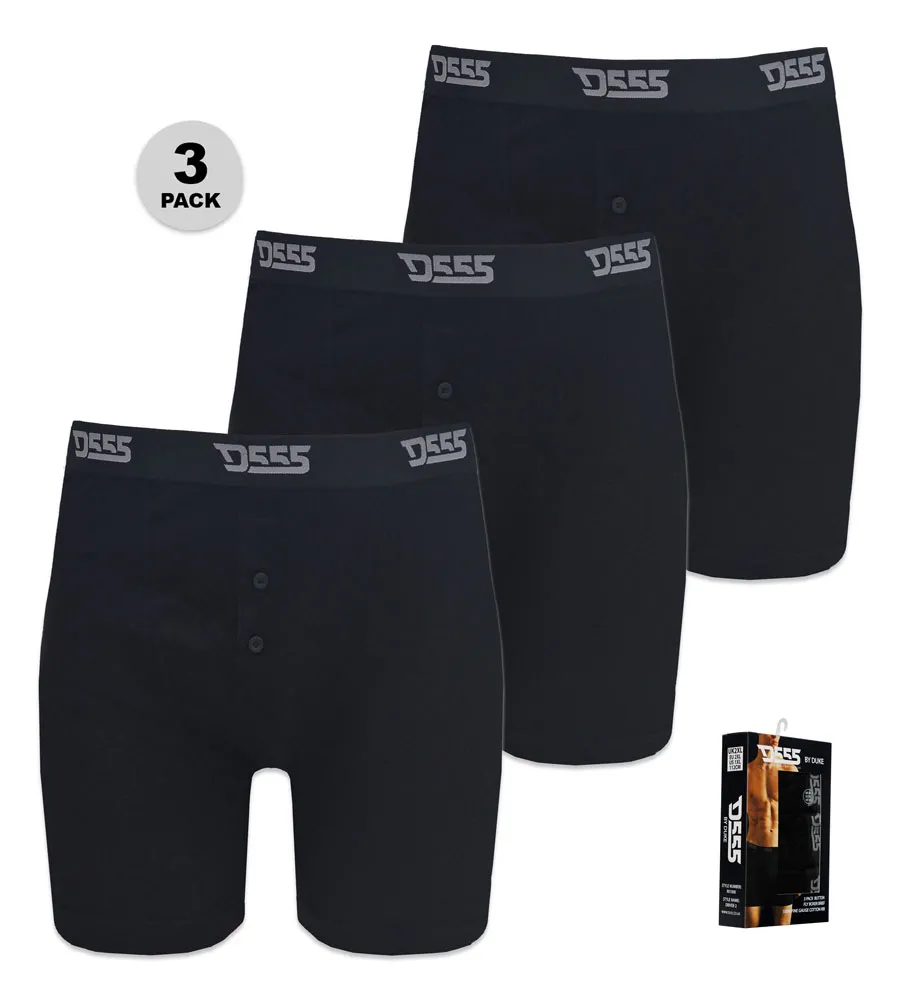 D555 Big Mens Pack of Three Black Cotton Boxer Shorts - DRIVER 2