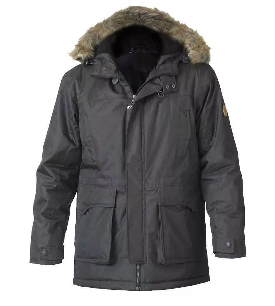 Khaki Parka Style Jacket With Detachable Fur Trim