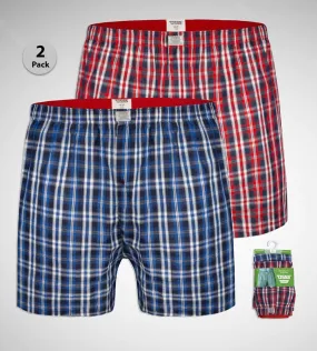 D555 Big Mens Pack of Two Woven Plaid Boxer Shorts