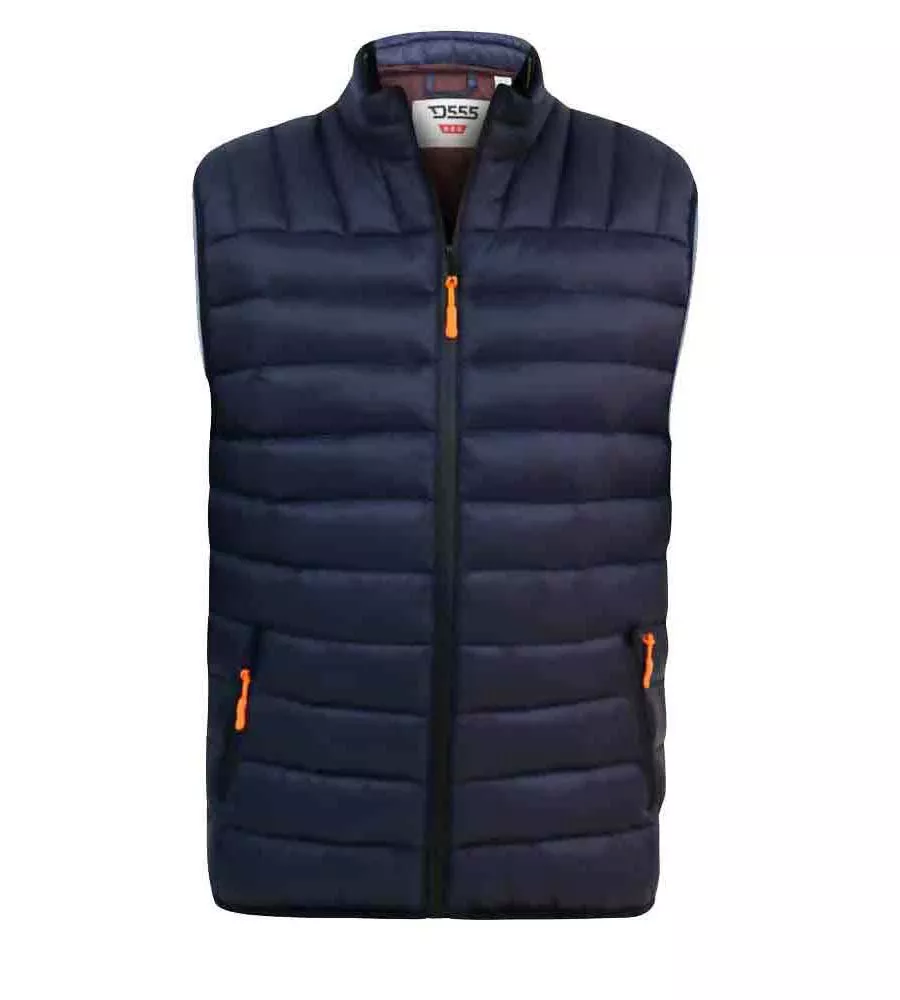 D555 Men's Puffer Gilet Jacket with Burgundy Lining (WICKHAM 1)