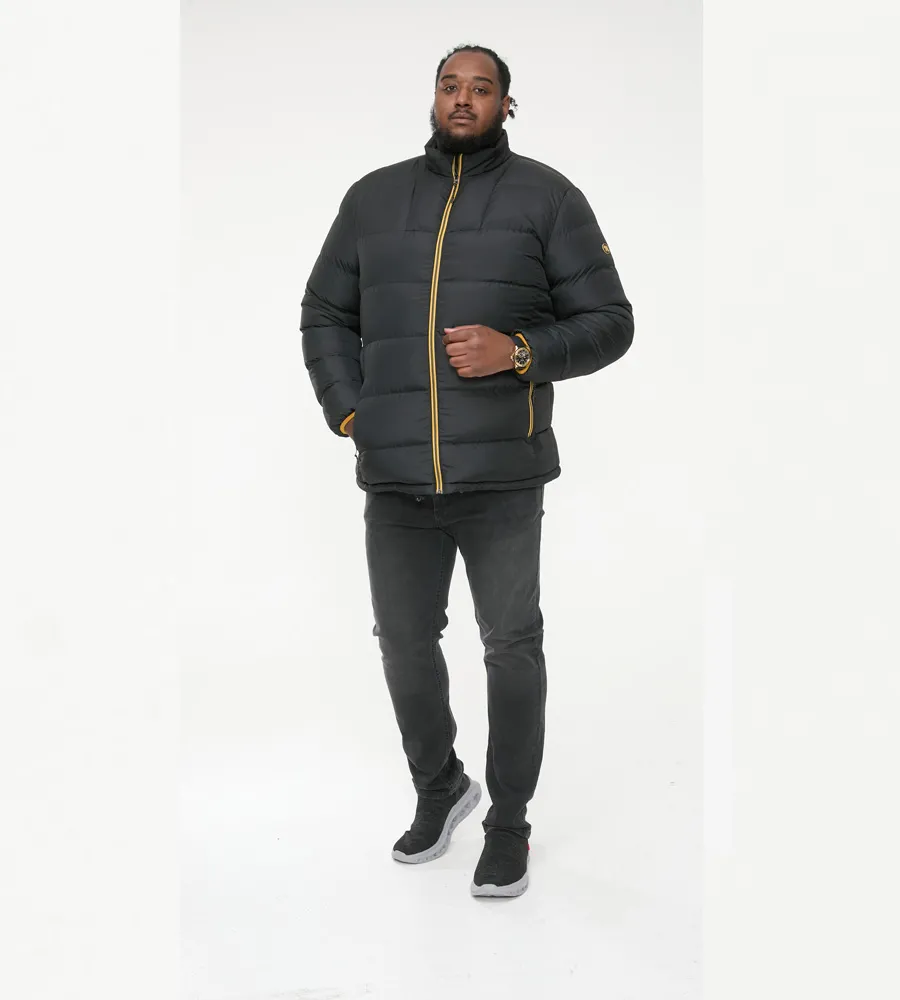 D555 CRISTIANO Big Mens Puffer Jacket featuring Binding On Cuffs And Embroidery Badge