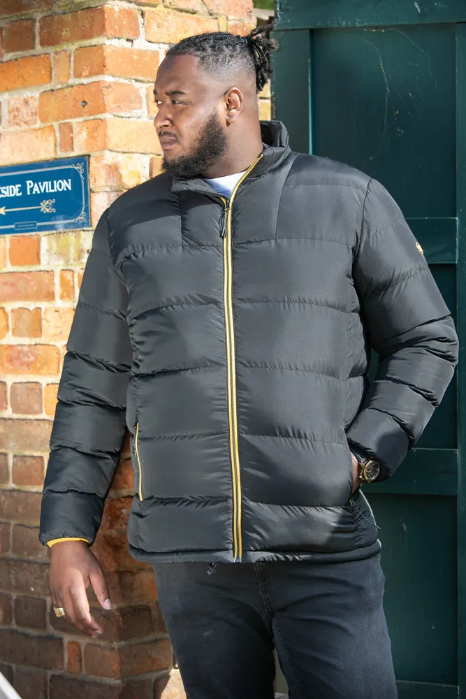 D555 CRISTIANO Big Mens Puffer Jacket featuring Binding On Cuffs And Embroidery Badge