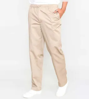 D555 Big Men's Stone Rugby Trousers with Full Elastic Waist - Basilio Stone