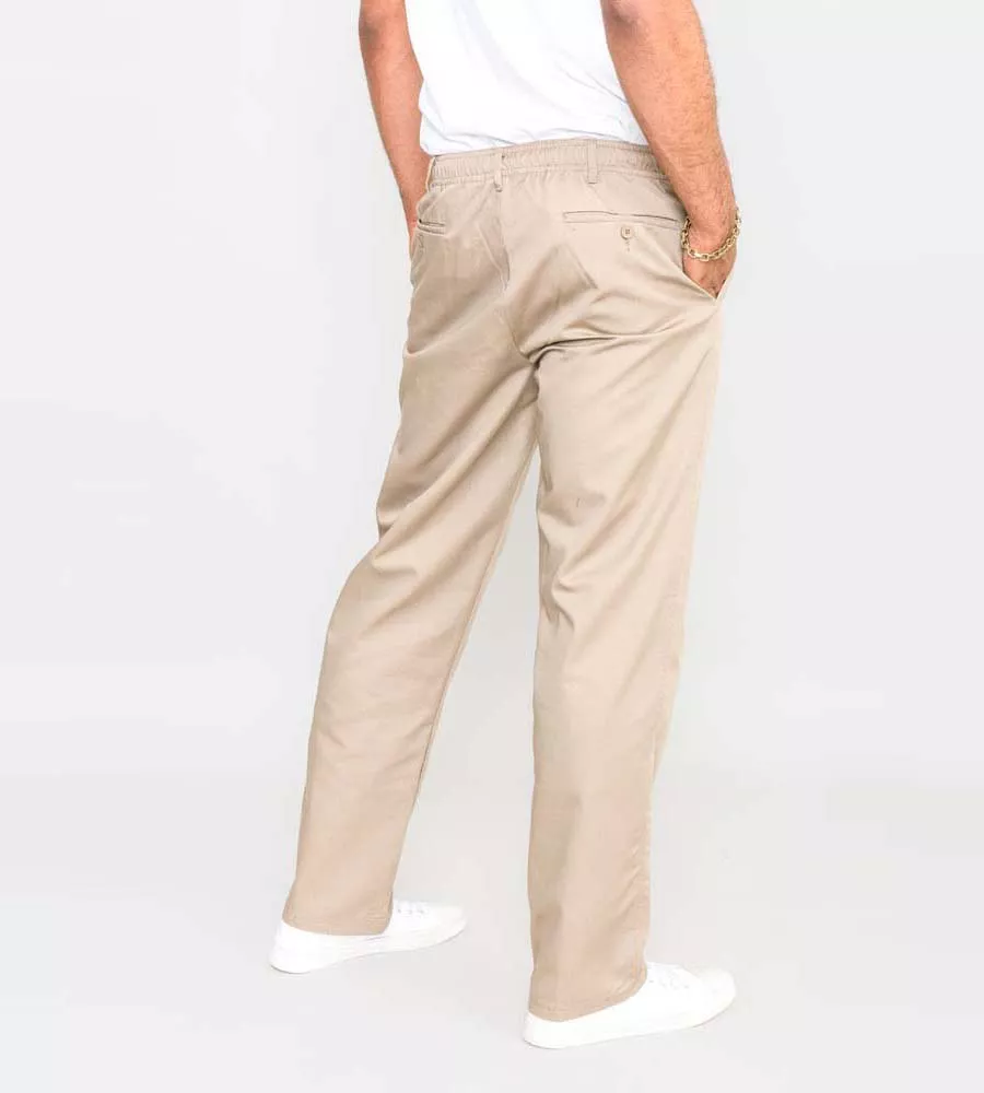 D555 Big Men's Stone Rugby Trousers with Full Elastic Waist - Basilio Stone