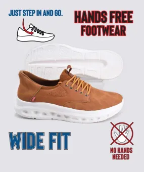 Big Men's Tan Hands-Free Shoes With PU, Faux Suede Top and Faux Laces (Dartford 1)