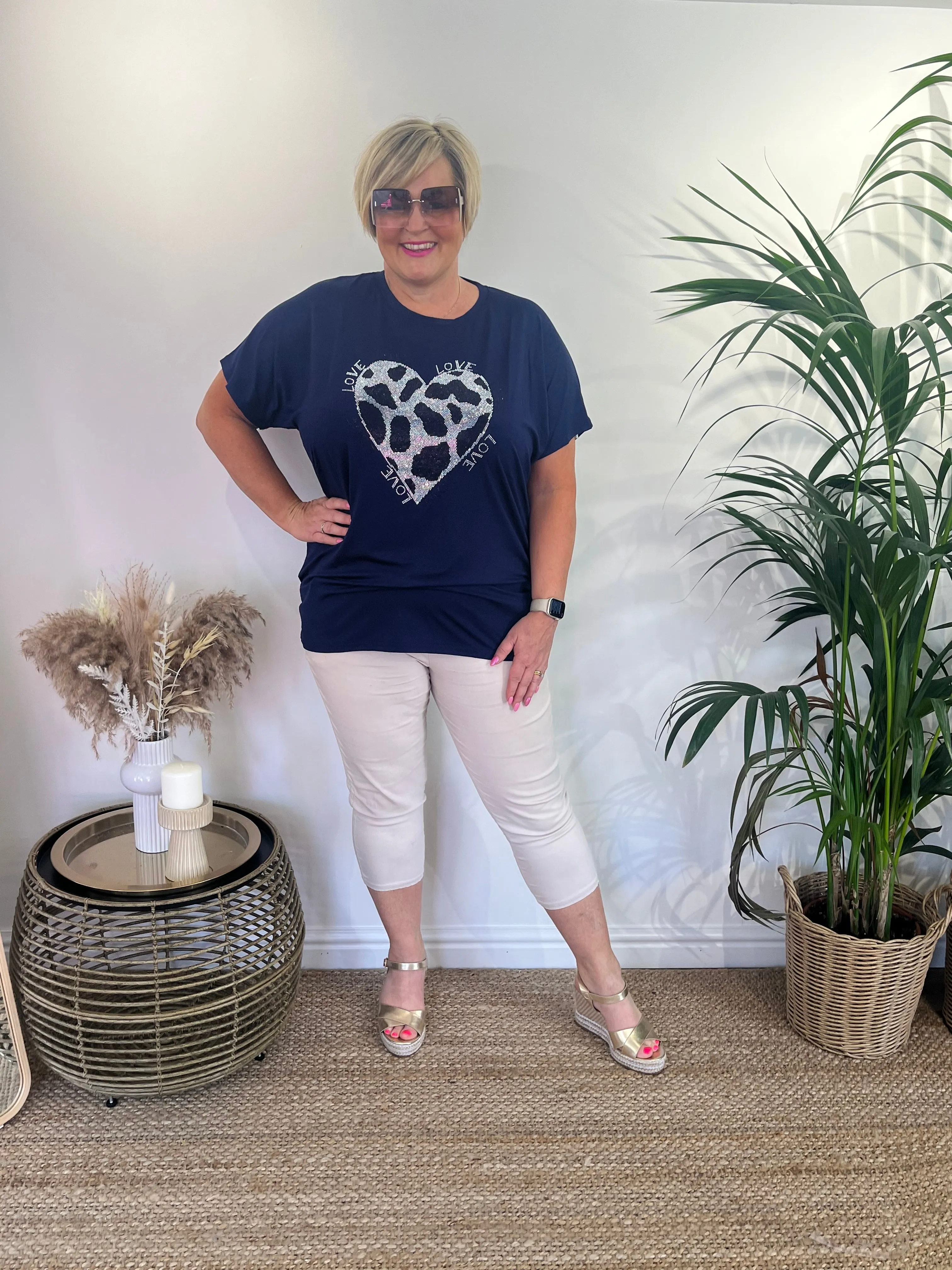 Diamante Leopard Heart T-shirt by DAISI