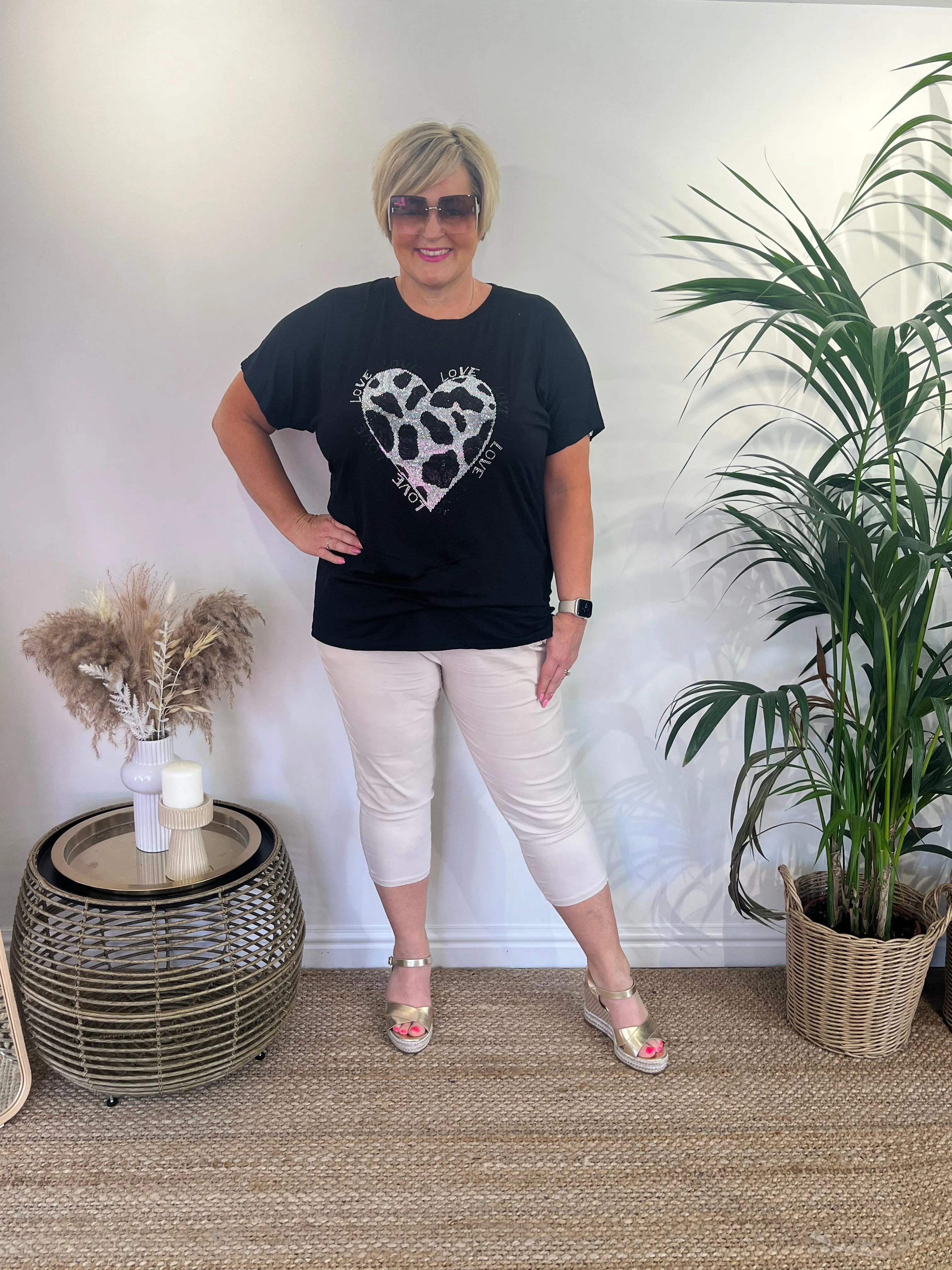 Diamante Leopard Heart T-shirt by DAISI