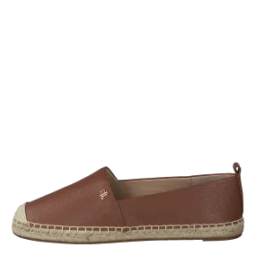 Deep Saddle Tan Lauren Ralph Lauren Cameryn IV Tumbled Leather Espadrille shoes