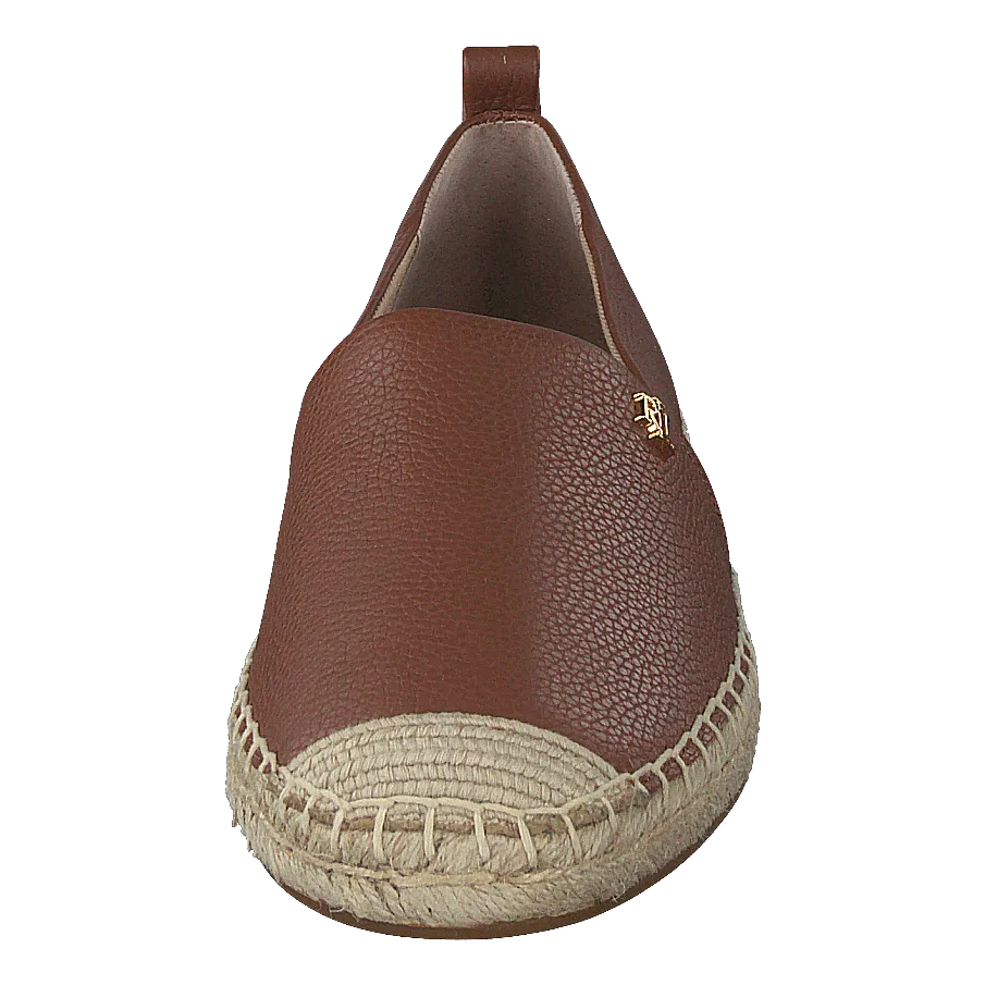 Deep Saddle Tan Lauren Ralph Lauren Cameryn IV Tumbled Leather Espadrille shoes