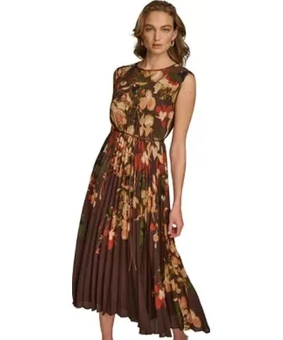 Donna Karan Women's Sleeveless Maxi Dress with Floral Print