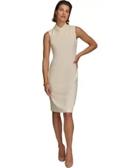 Solid Scuba A-Line Dress by Donna Karan Women's Sleeveless Surplice