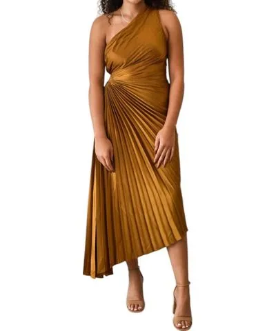 Dress Forum Golden Hour Pleated Dress Ochre