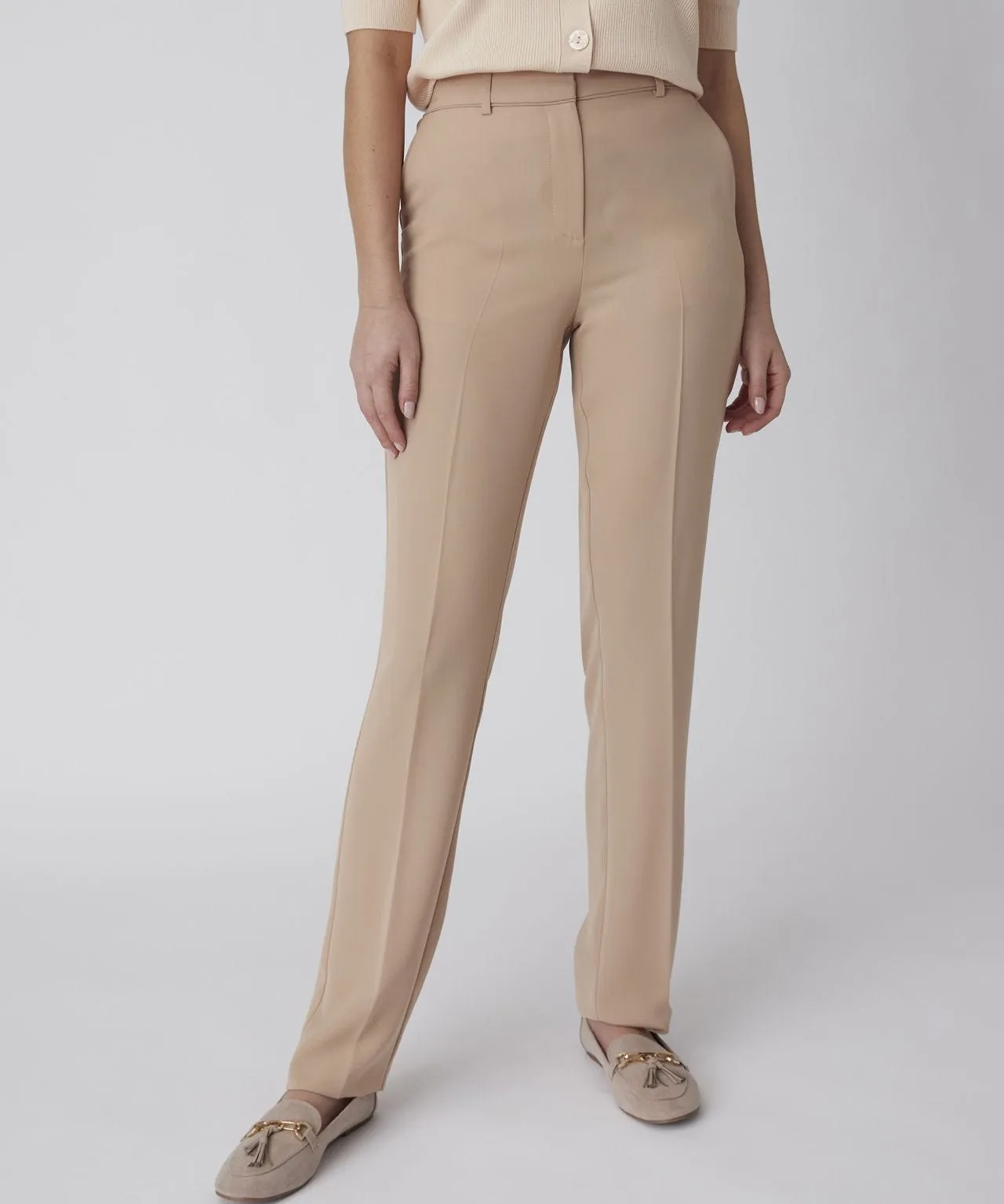 Straight-leg Trousers with Easy-care Fabric