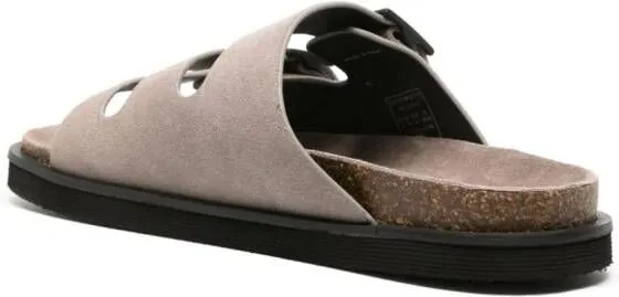 Grey Emporio Armani debossed-logo Suede Sandals