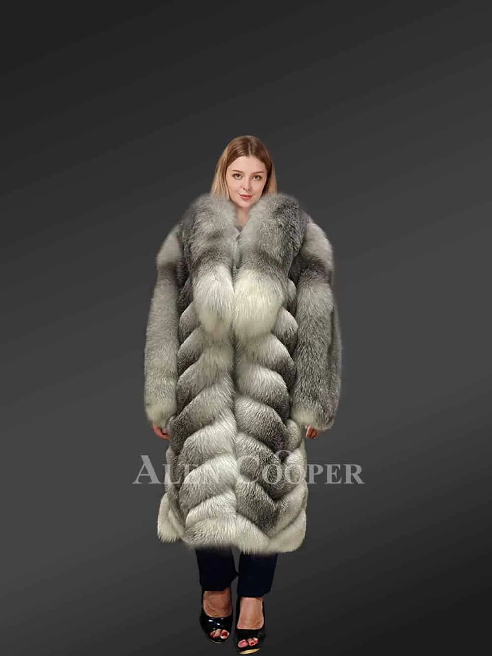 Finnish Blue Fox Fur Winter Jacket.