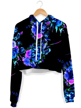 Fleece Crop Hoodie - Midnight Garden