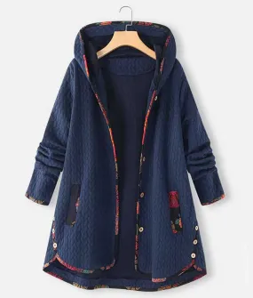 Jacquard Floral Print Hooded Coat | Shop at Abbraci.com