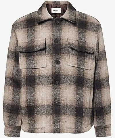 Mens Plaid Wool Blend Shirt Jacket