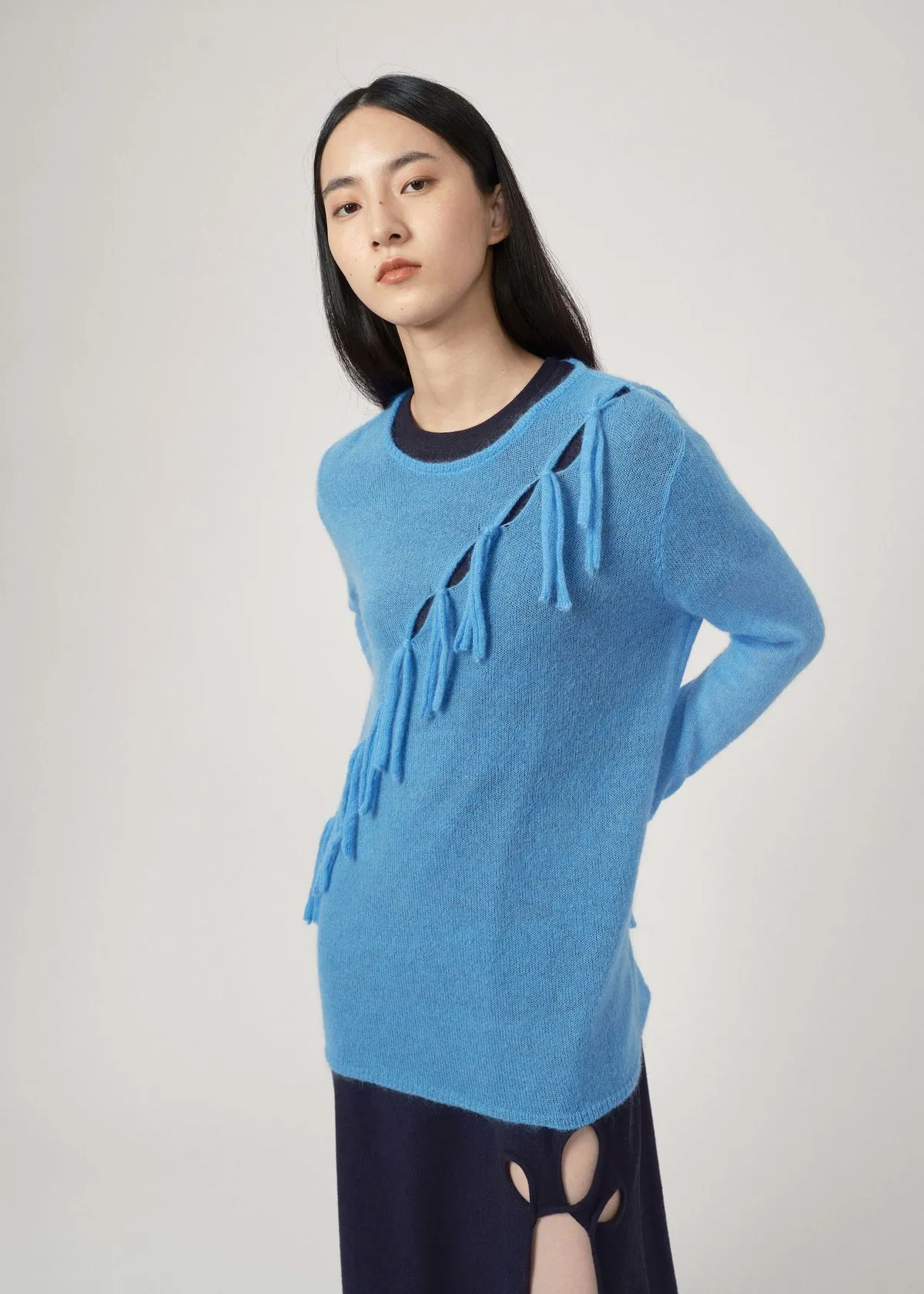 Fringe knit pullover