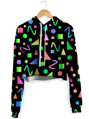 Geometric Cropped Fleece Hoodie for Parties