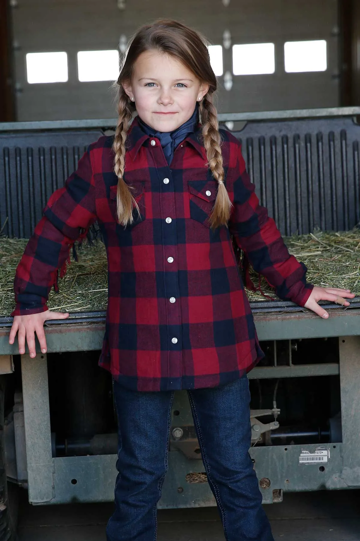 Girl's Plaid Twill Shirt Jacket