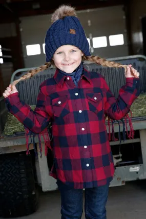 Girl's Plaid Twill Shirt Jacket