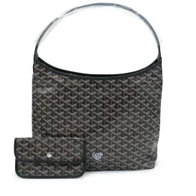 Goyard Black Canvas Hobo Bag with Calfskin Accent