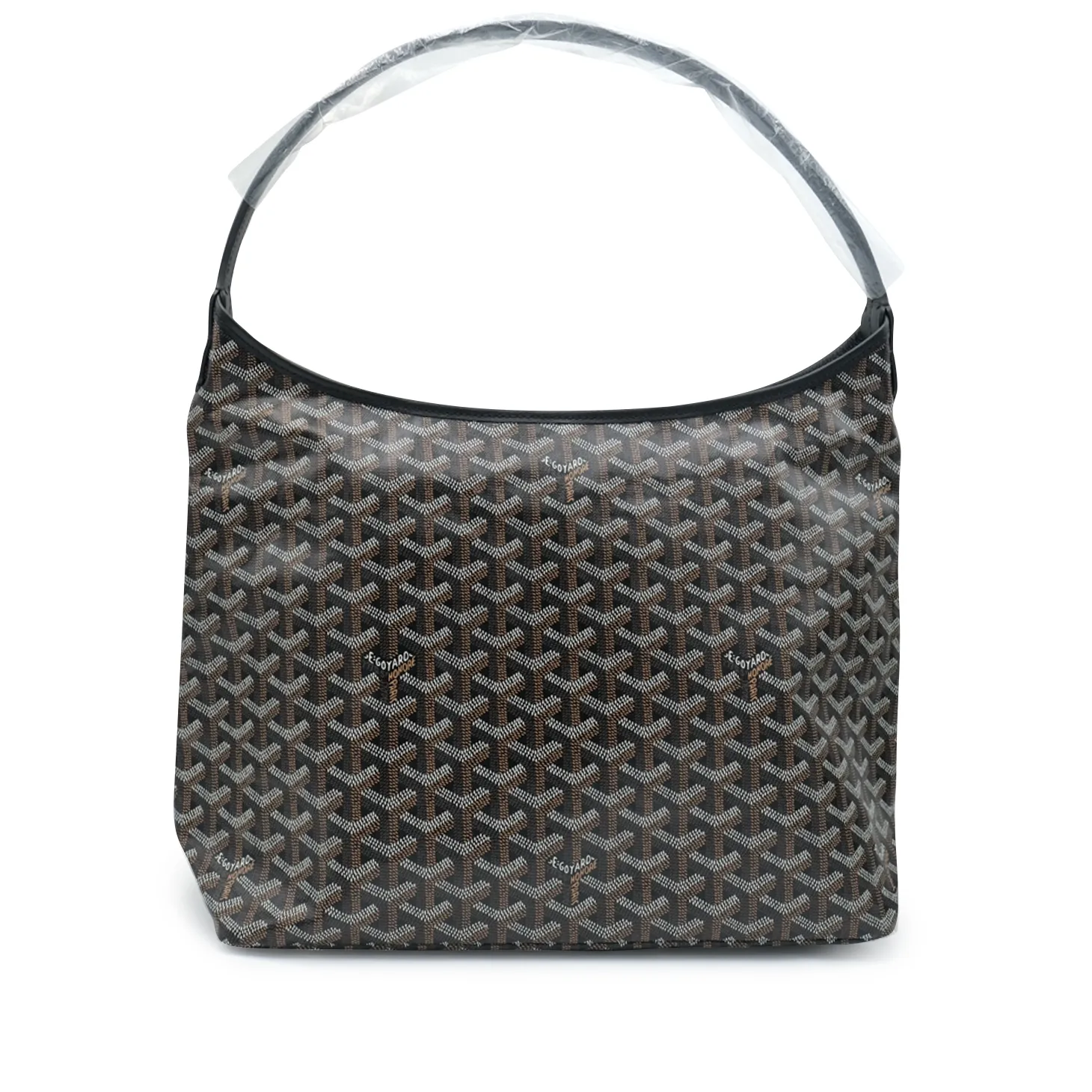 Goyard Black Canvas Hobo Bag with Calfskin Accent