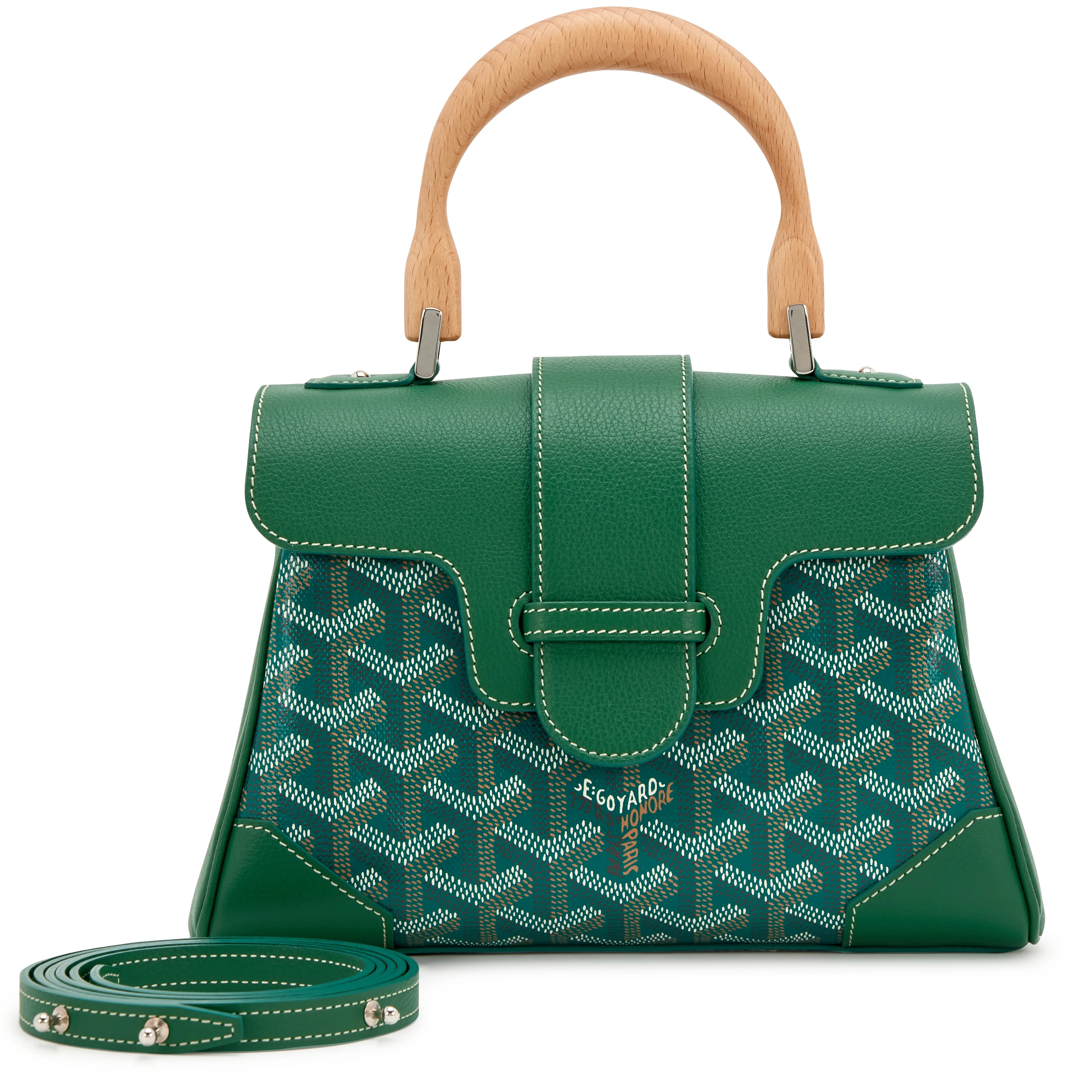 2023 Goyard Green Goyardine Canvas and Chevroches Calfskin Saigon Souple Mini Bag