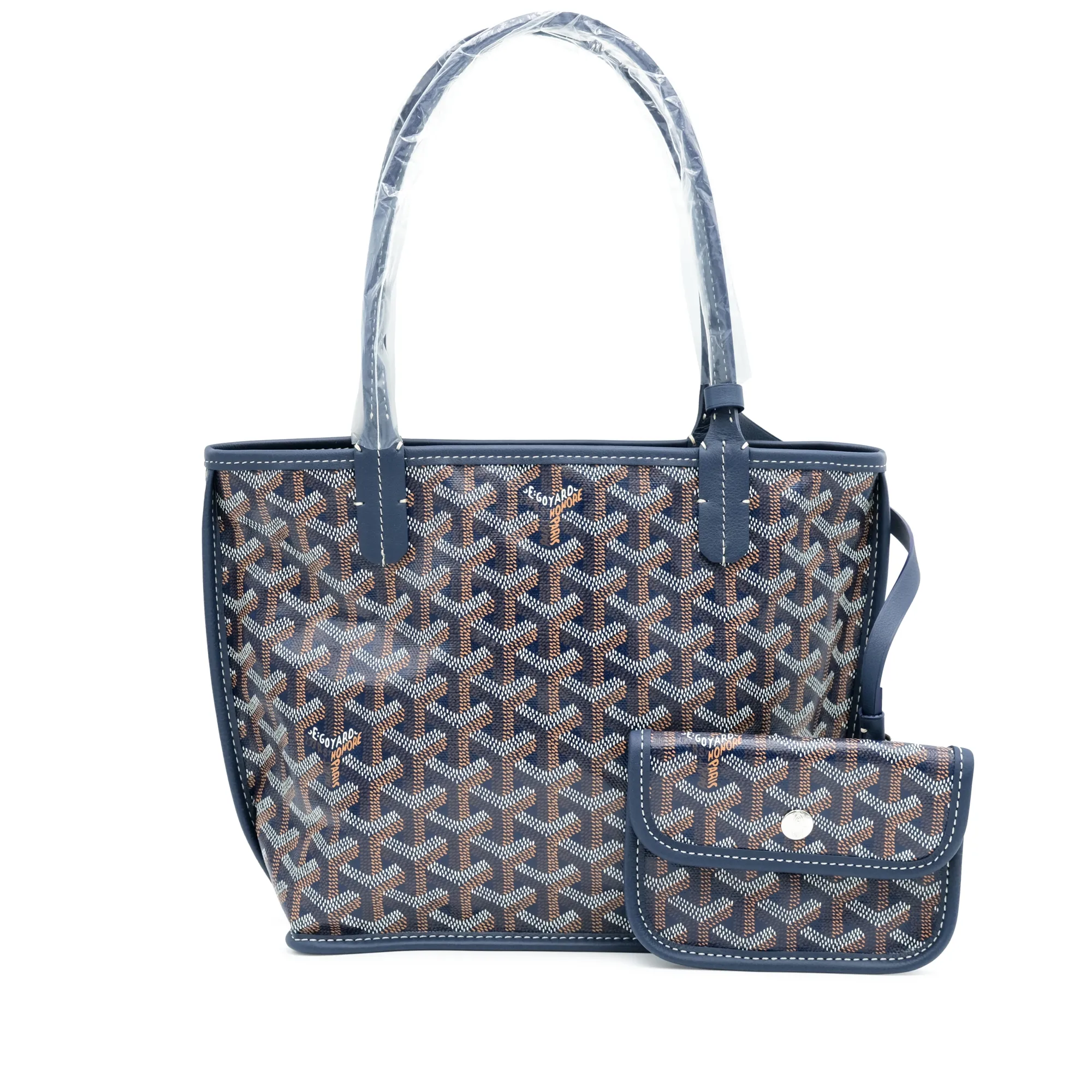 Goyard Navy Blue Canvas Mini Bag with Calfskin Trim