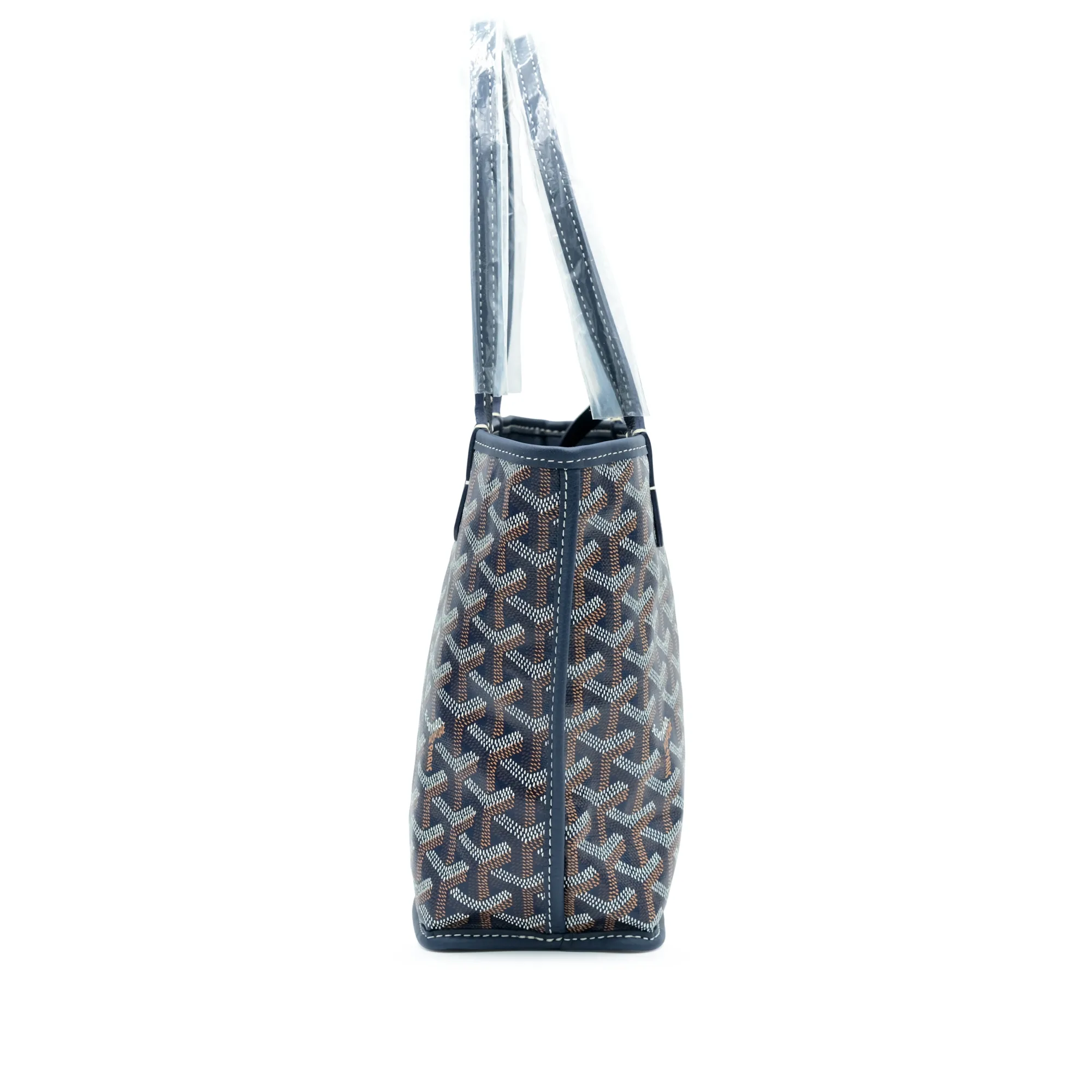 Goyard Navy Blue Canvas Mini Bag with Calfskin Trim