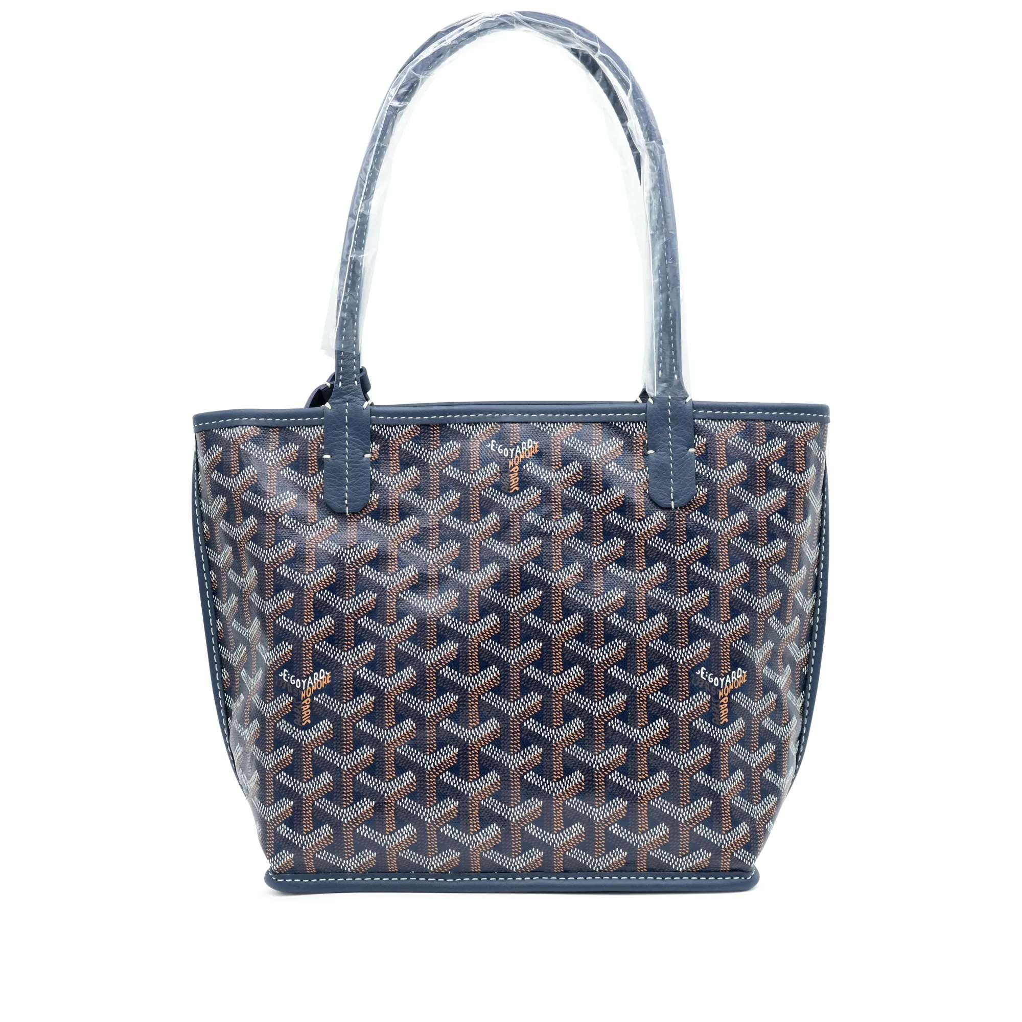 Goyard Navy Blue Canvas Mini Bag with Calfskin Trim