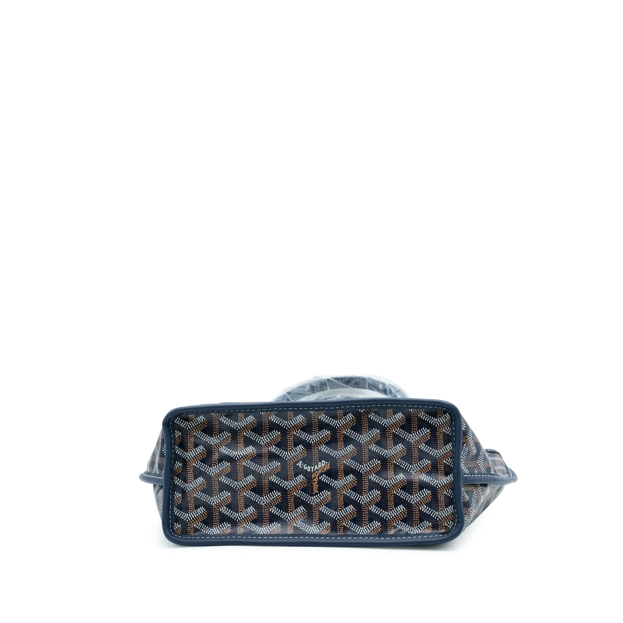 Goyard Navy Blue Canvas Mini Bag with Calfskin Trim