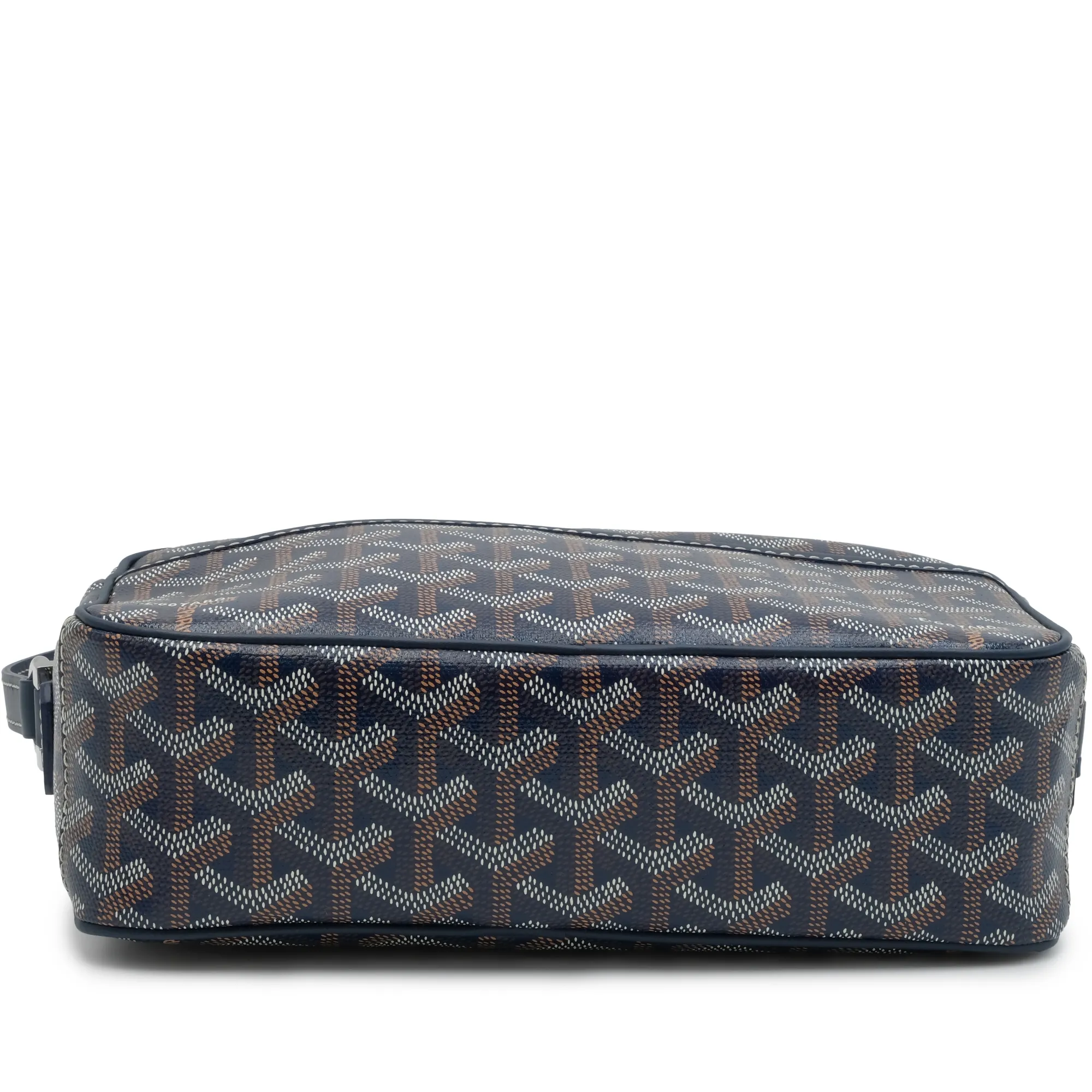 Navy Blue Goyardine Canvas Chevroches Calfskin Cap-Vert PM Bag by Goyard