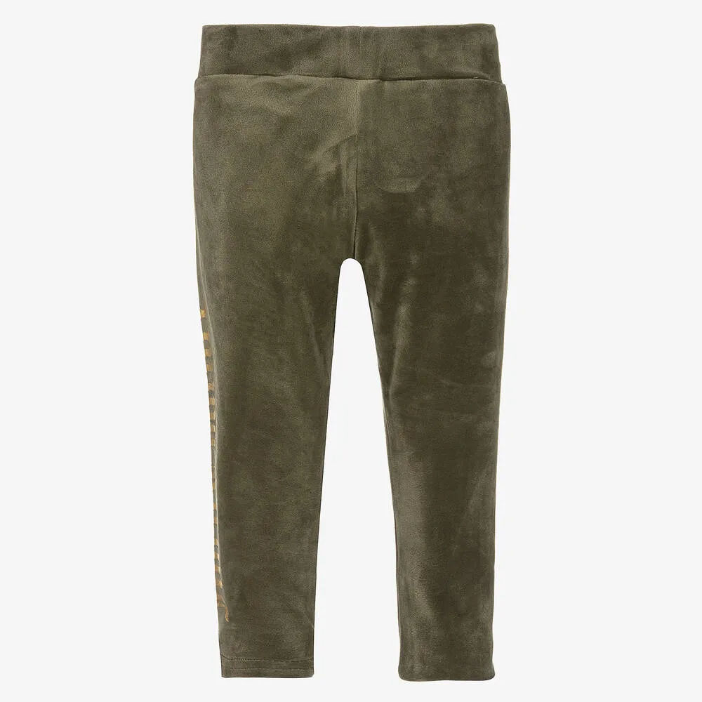 Green Velour Leggings for Girls