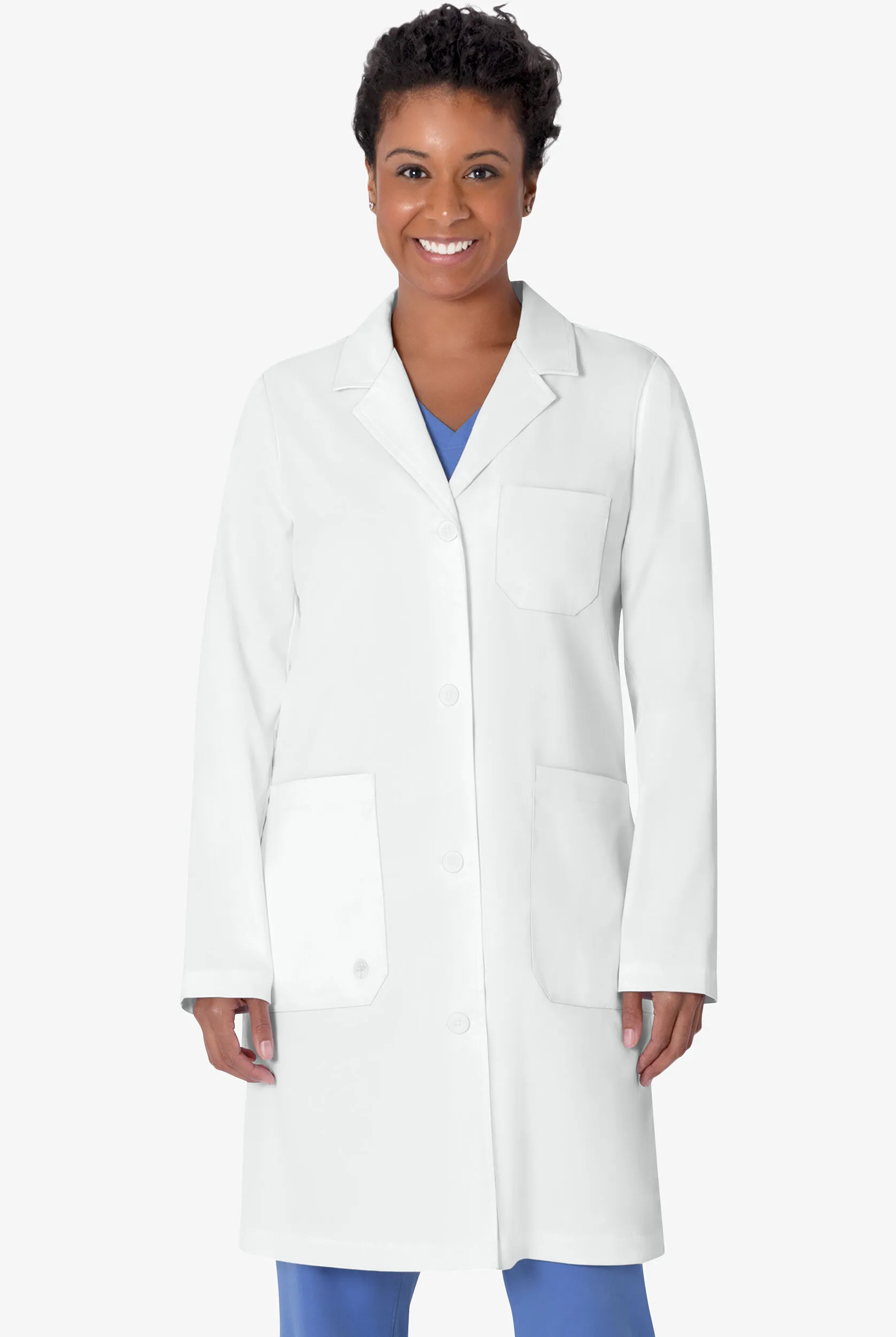 Healing Hands White Coat Minimalist Women's 37 ½" 5-Pocket STRETCH Lab Coat