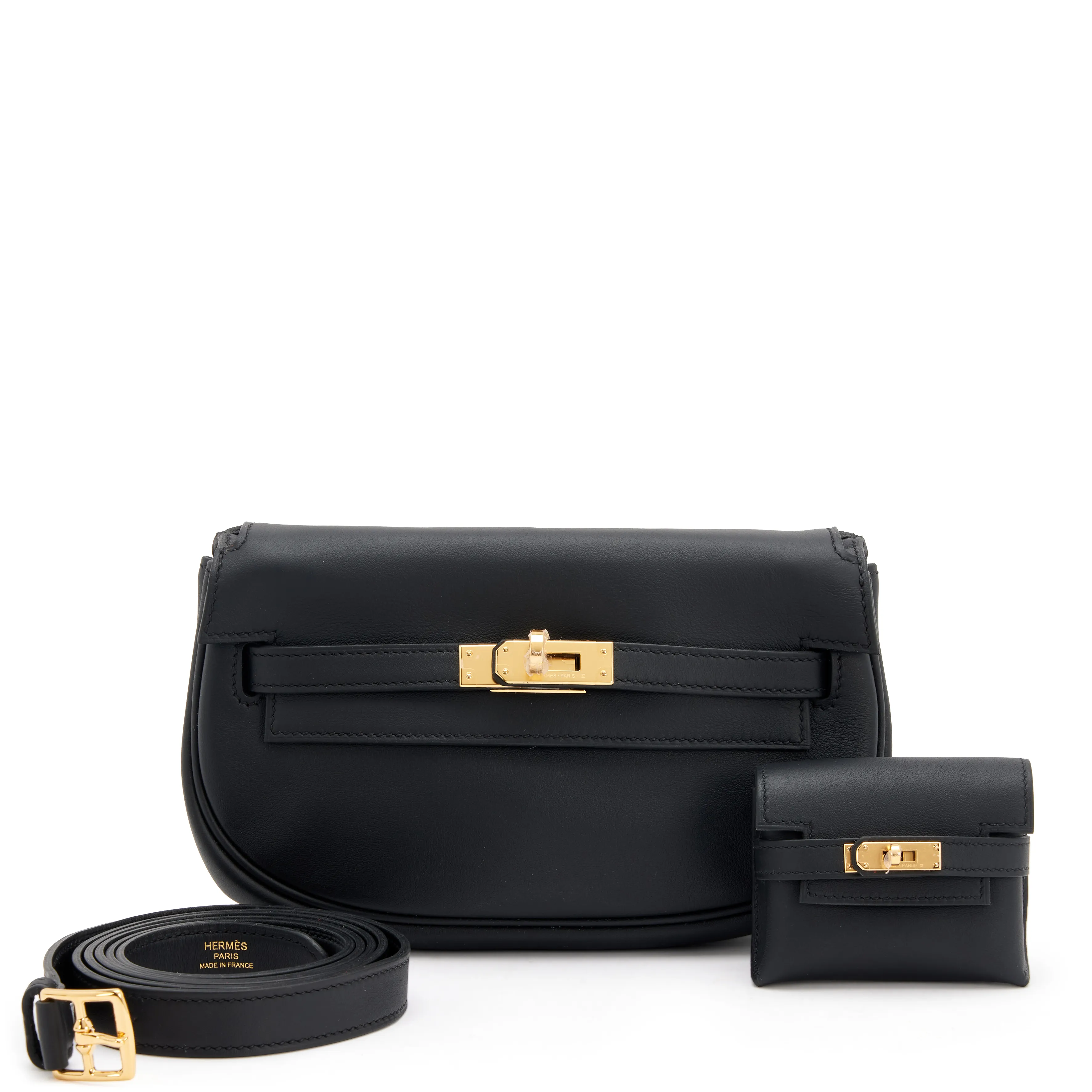 Hermes Black Swift Kelly Moove Bag with Gold Hardware, 2023