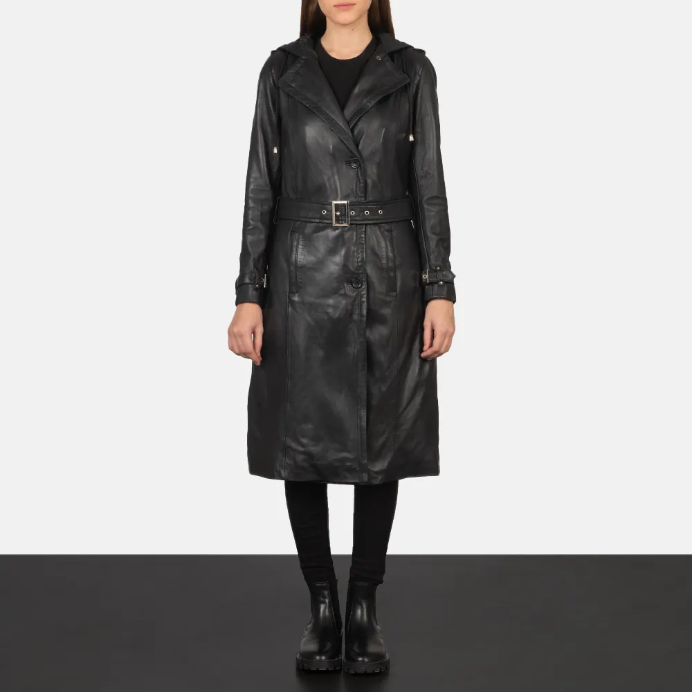 Hooded Black Trench Coat by Fixon - Buy Now!