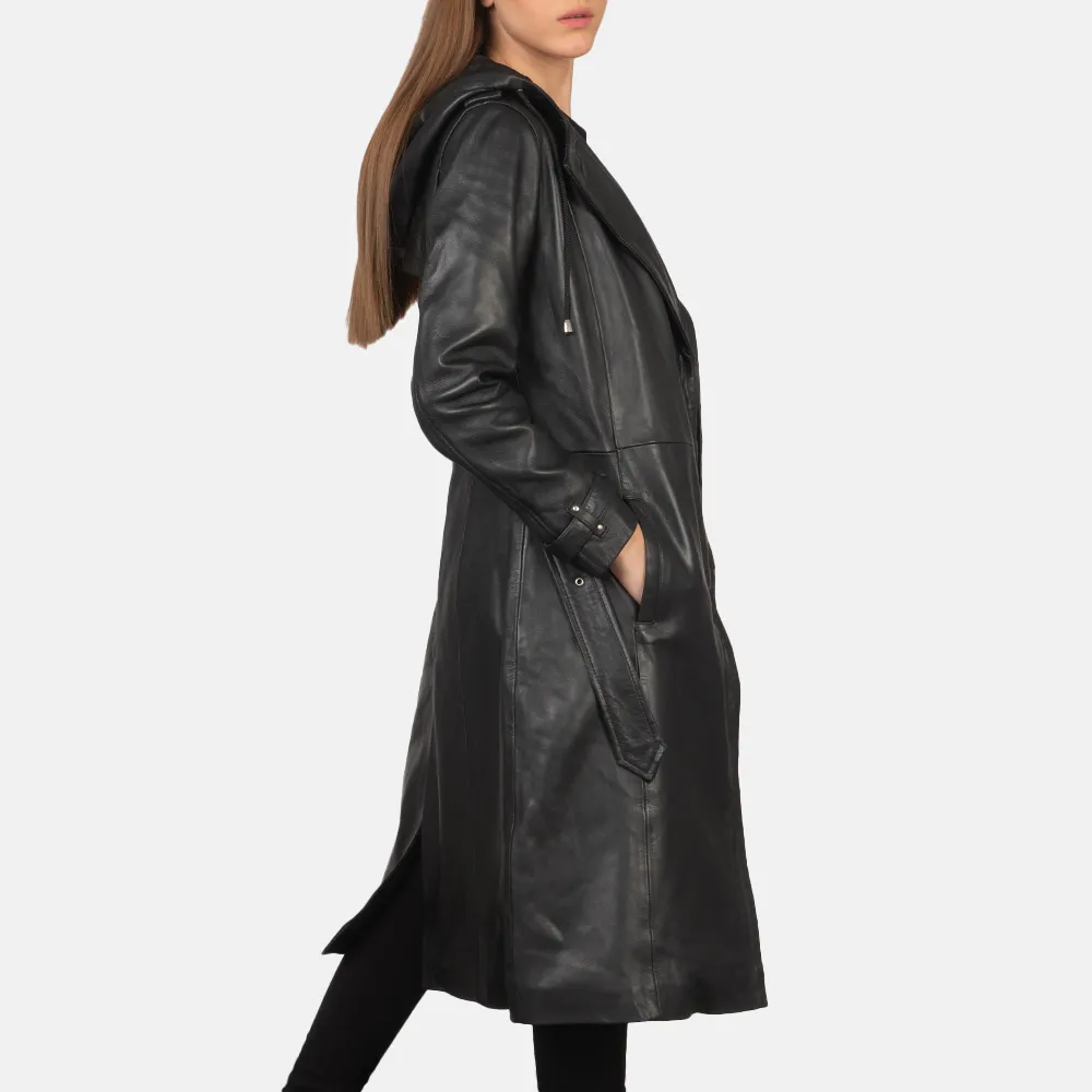 Hooded Black Trench Coat by Fixon - Buy Now!