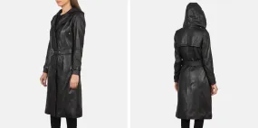 Hooded Black Trench Coat by Fixon - Buy Now!